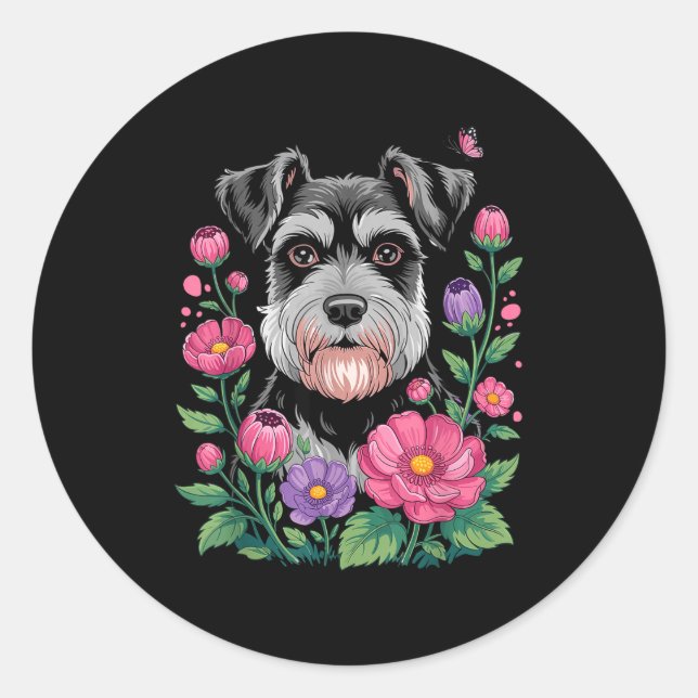 Funny Schnauzer Art For Women Schnauzer Dog Lover  Classic Round Sticker (Front)
