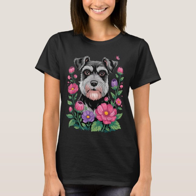 Funny Schnauzer Art For Women Schnauzer Dog Lover  T-Shirt (Front)