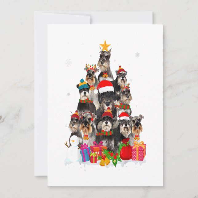 Funny Schnauzer Christmas Tree Pet DOG Lover Gift Holiday Card (Front)
