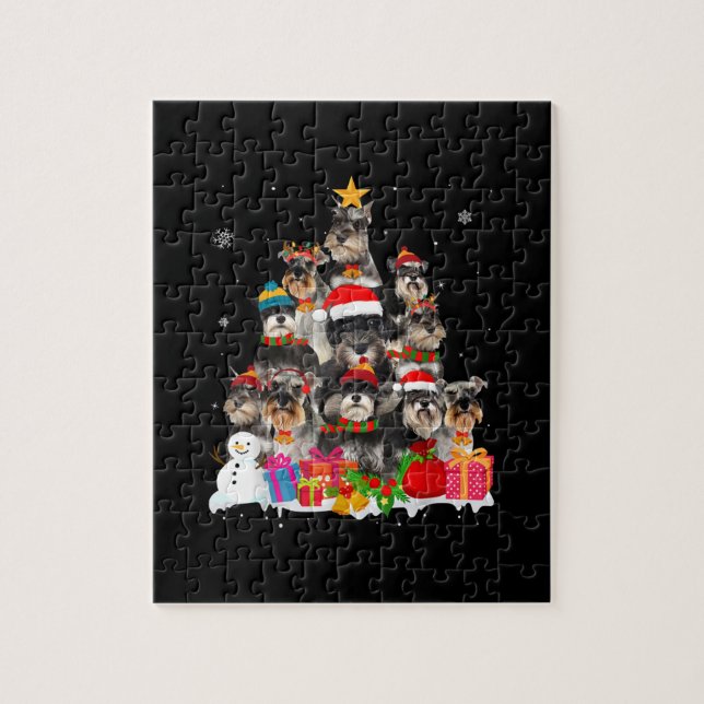 Funny Schnauzer Christmas Tree Pet Dog Lover Gift Jigsaw Puzzle (Vertical)