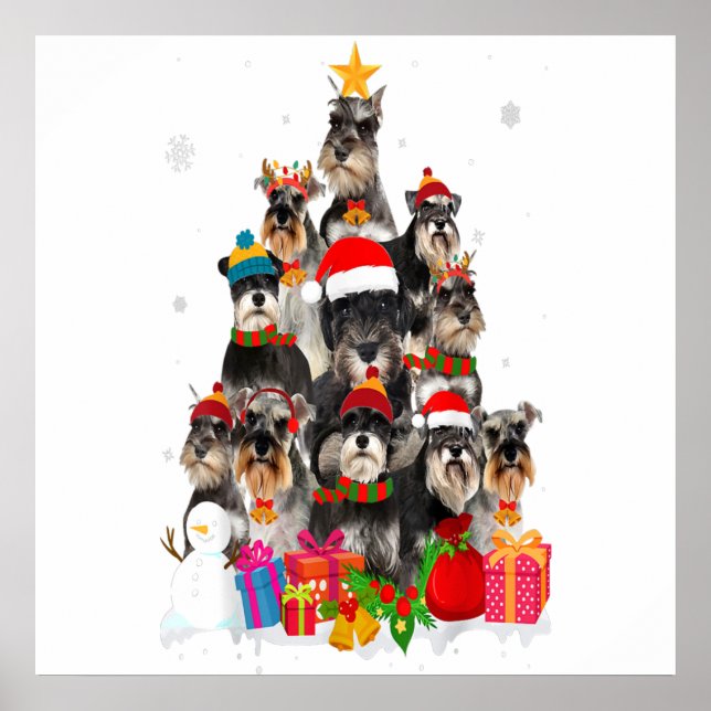 Funny Schnauzer Christmas Tree Pet DOG Lover Gift Poster (Front)