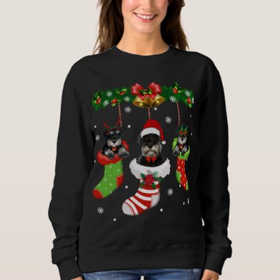 Funny Schnauzer Christmas Tree Socks Dog Lover Xma Sweatshirt