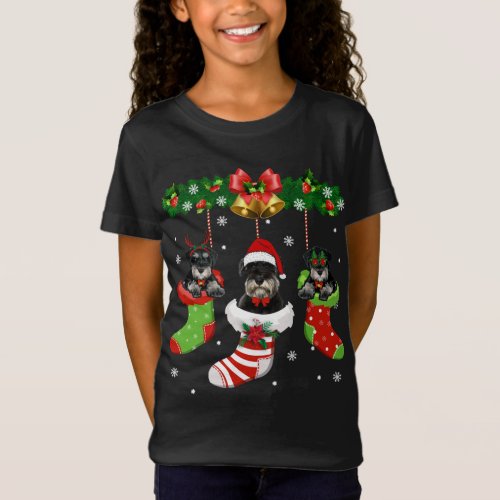 Funny Schnauzer Christmas Tree Socks Dog Lover Xma T_Shirt