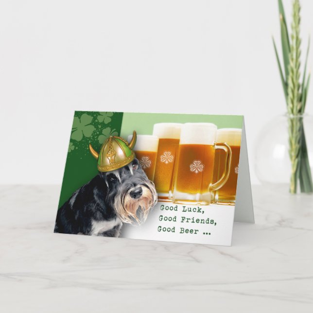 Funny Schnauzer Custom St. Patrick's Day Card (Front)
