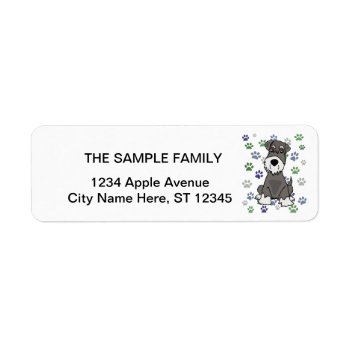 Funny Schnauzer Dog And Paw Prints Art Label by Petspower at Zazzle