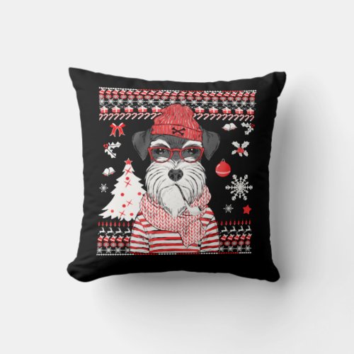 Funny Schnauzer Dog Christmas Gift Throw Pillow