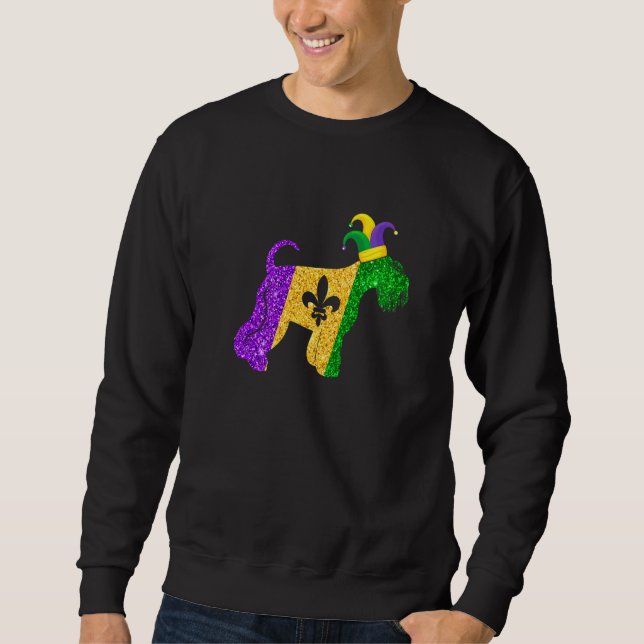 Funny Schnauzer Dog Lover Cute Mardi Gras Carnival Sweatshirt (Front)