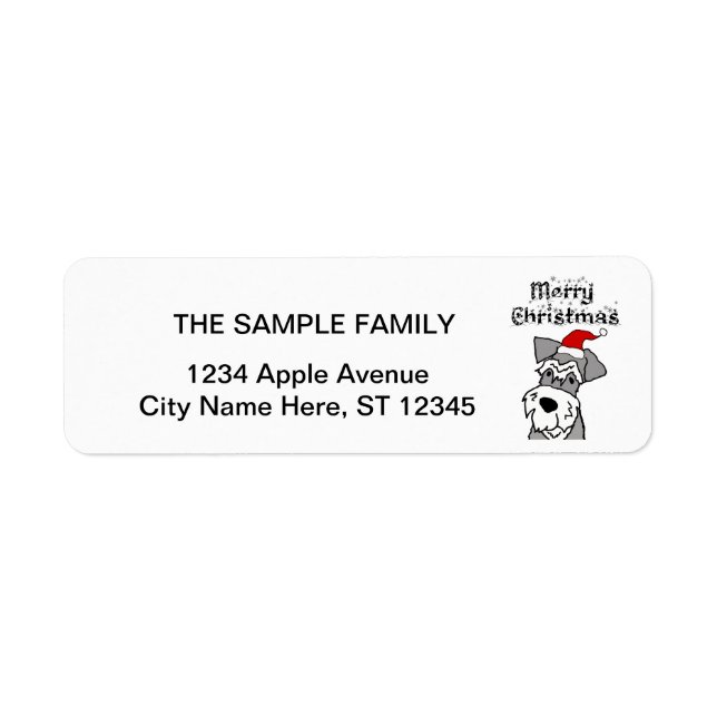 Funny Schnauzer Dog Merry Christmas Label (Front)