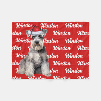 Funny Schnauzer Dog Name Patterned Christmas Fleece Blanket