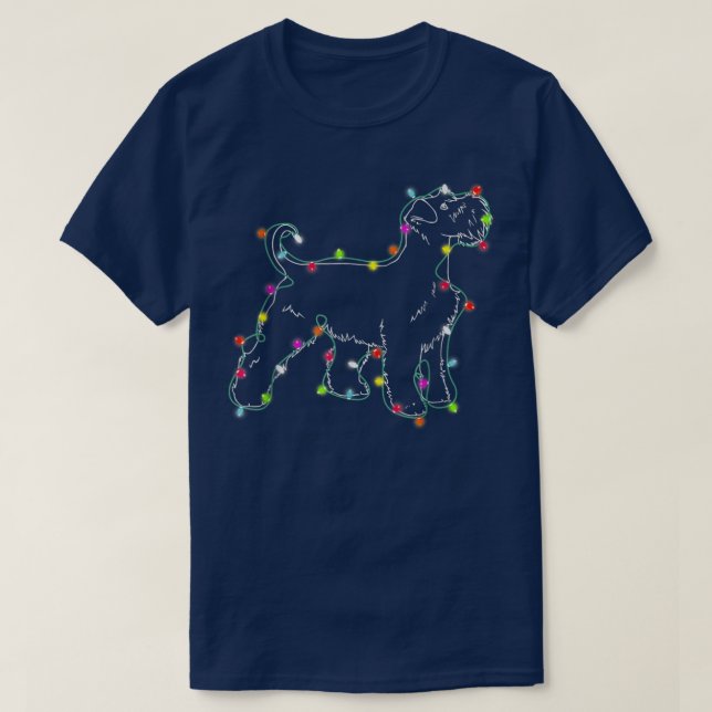 Funny Schnauzer Dog Tree Christmas Lights Xmas Paj T-Shirt (Design Front)