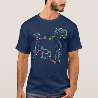 Funny Schnauzer Dog Tree Christmas Lights Xmas Paj T-Shirt