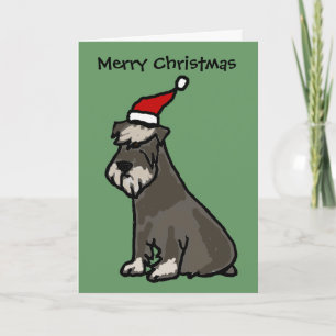 Funny Schnauzer in Christmas Hat Holiday Card