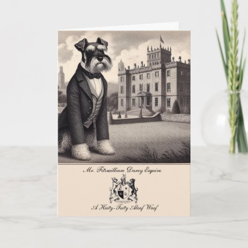 Funny Schnauzer Jane Austen Greetings Card