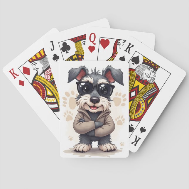 Funny Schnauzer Kawaii Dog Poker Cards (Back)