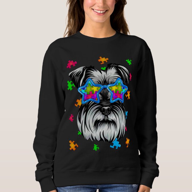 Funny Schnauzer Puzzle Autism Awareness Dog Sweatshirt (Front)