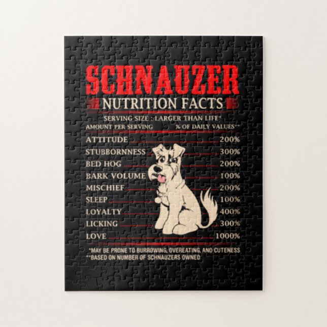 Funny Schnauzer | Schnauzer Butrition Facts Jigsaw Puzzle (Vertical)