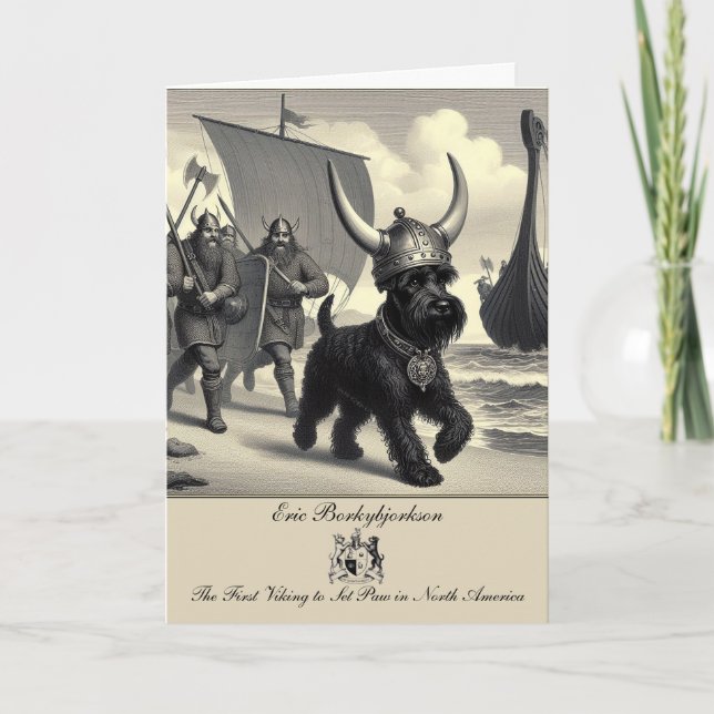 Funny Schnauzer Viking Folded Greeting Card (Front)