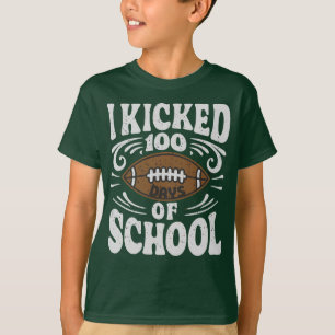 Funny School 100th Day Boys Kids Football Joke T-Shirt