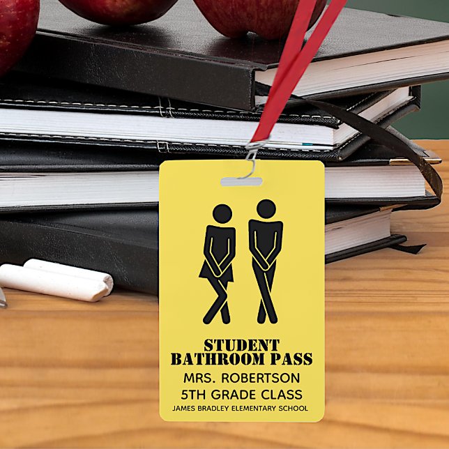 Funny School Bathroom Hall Pass Badge (Creator Uploaded)