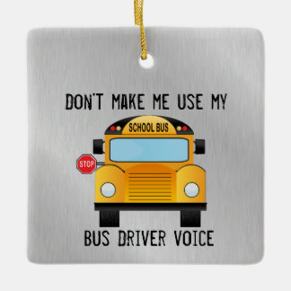 Funny School Bus Driver Ceramic Ornament