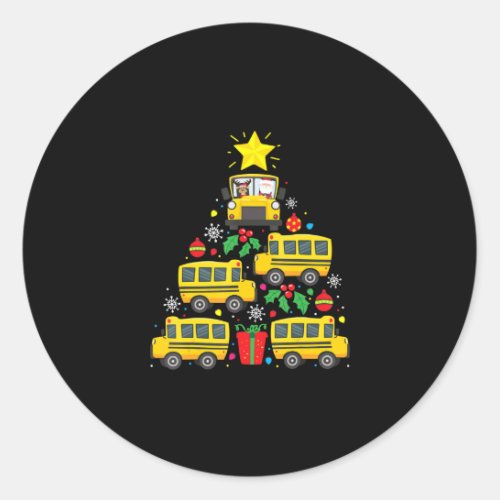 funny school bus driver christmas tree  ornament classic round sticker