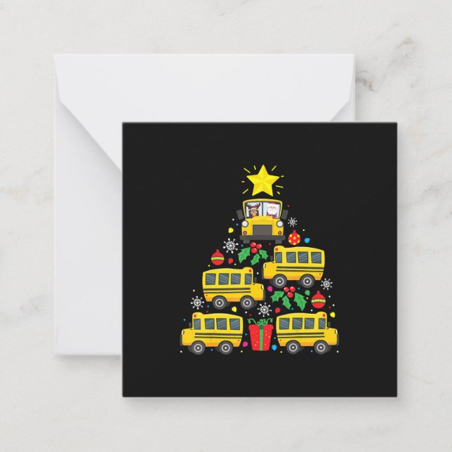 funny school bus driver christmas tree  ornament note card (Front)