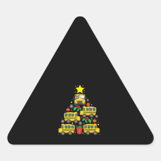 funny school bus driver christmas tree  ornament triangle sticker