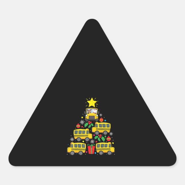 funny school bus driver christmas tree  ornament triangle sticker (Front)