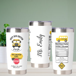 Funny School Bus Driver Fuel Label Insulated Tumbler