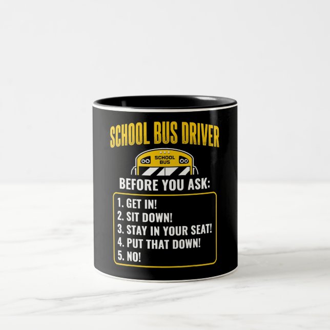 Funny School Bus Driver Two-Tone Coffee Mug (Center)
