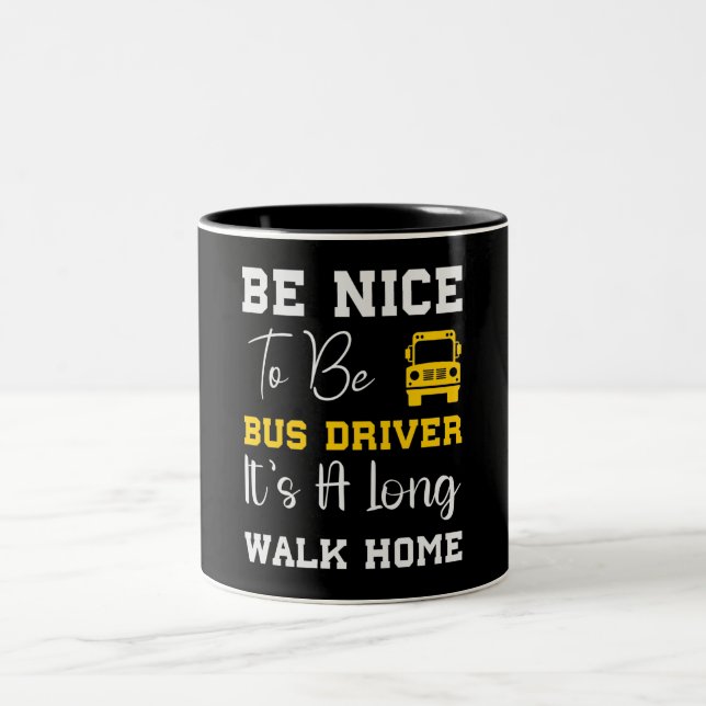 Funny School Bus Driver Two-Tone Coffee Mug (Center)
