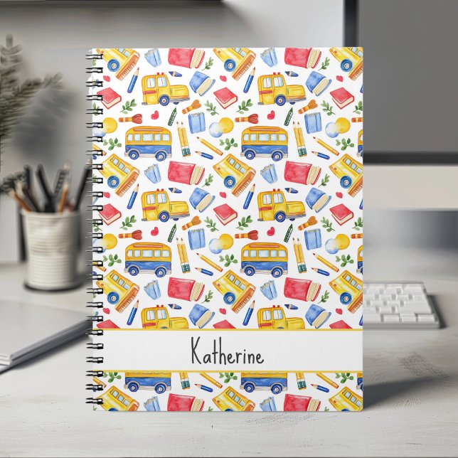 Funny School Bus Go Back To School Name Pattern Notebook (Creator Uploaded)
