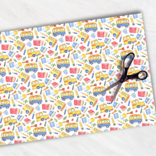 Funny School Bus Go Back To School Pattern Tissue Paper