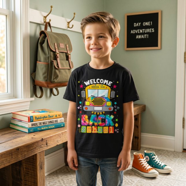 Funny School Bus Graphic Back to School Boys Tee  (Funny School Bus Graphic Back to School Boys Tee Bold Humor Design)
