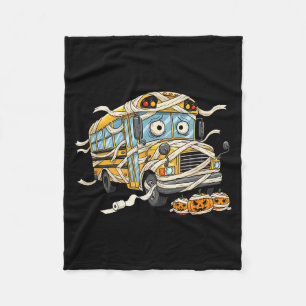 Funny School Bus Mummy Pumpkin Halloween Kids Mens Fleece Blanket