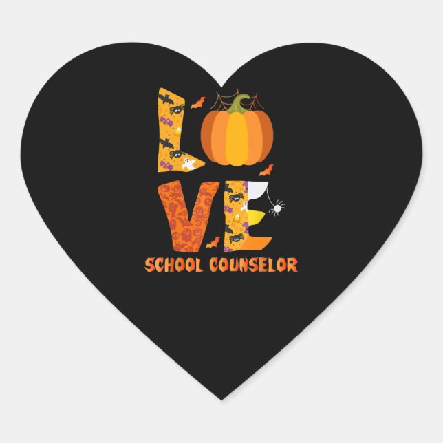 Funny School Counselor Love Halloween Heart Sticker (Front)
