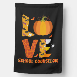 Funny School Counselor Love Halloween House Flag