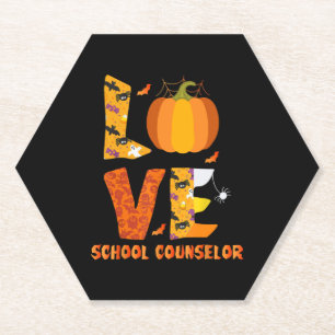 Funny School Counselor Love Halloween Paper Coaster