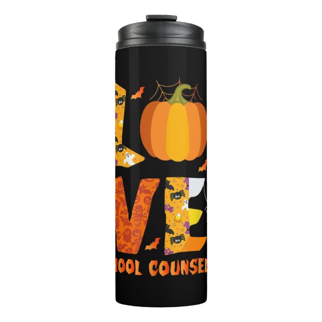 Funny School Counselor Love Halloween Thermal Tumbler (Front)