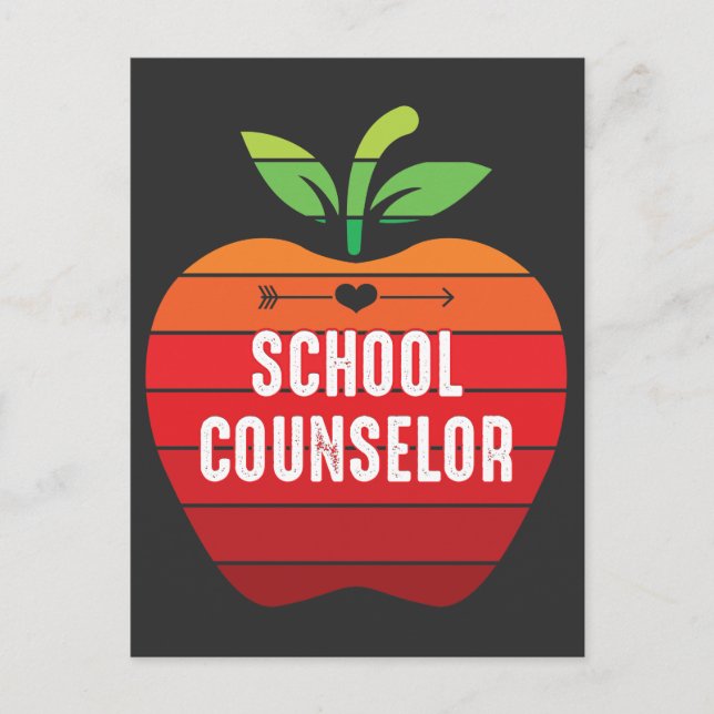 Funny School Counselor Retro Apple Postcard (Front)