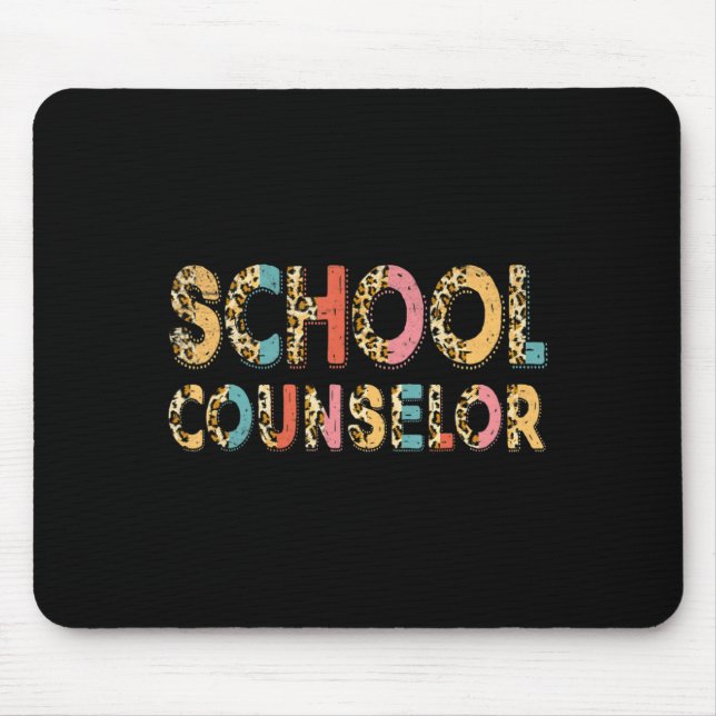 Funny School Counselor Teacher Leopard School Coun Mouse Pad (Front)