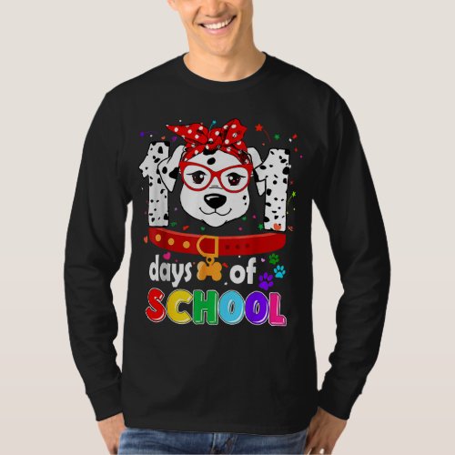 Funny School Kid Teacher Dog Dalmation 101 Days Of T_Shirt