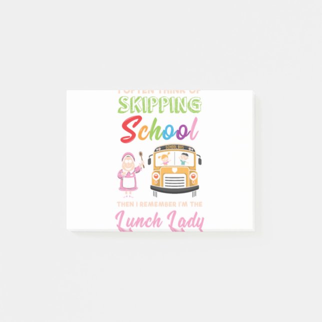 Funny School Lunch Lady Gift Post-it Notes (Front)