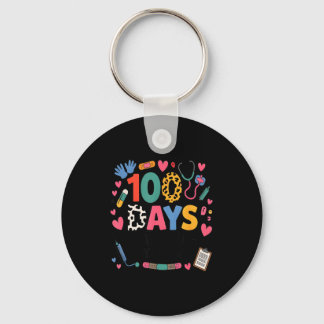 Funny School Nurse 100 Days Patching Tiny Humans I Keychain