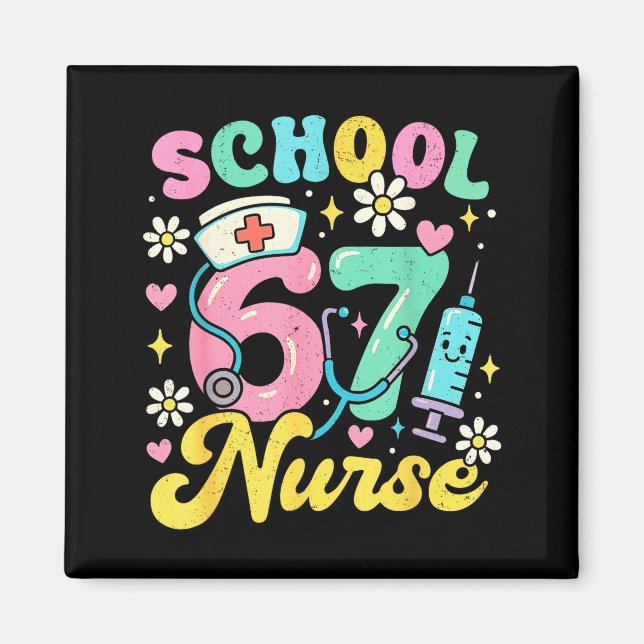 Funny School Nurse 67 Cute Medical Meme Design  Magnet (Front)