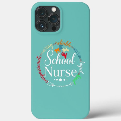 Funny School Nurse Heart Graphic Tees Back To iPhone 13 Pro Max Case