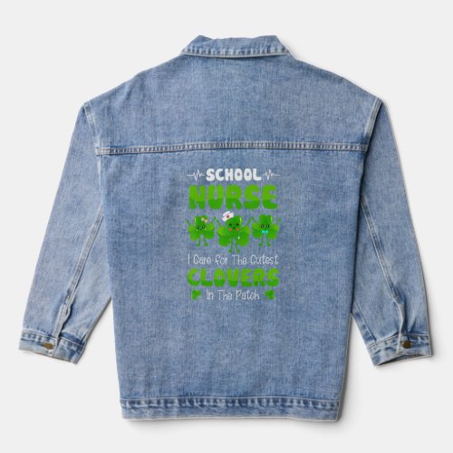 Funny School Nurse Irish St Patricks Day Cutest C  Denim Jacket