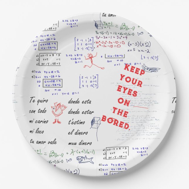 Funny School Party Paper Plates (Front)
