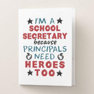 Funny School Secretary Heroes Appreciation Pocket Folder