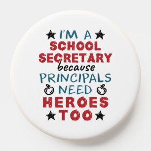 Funny School Secretary Heroes Appreciation PopSocket
